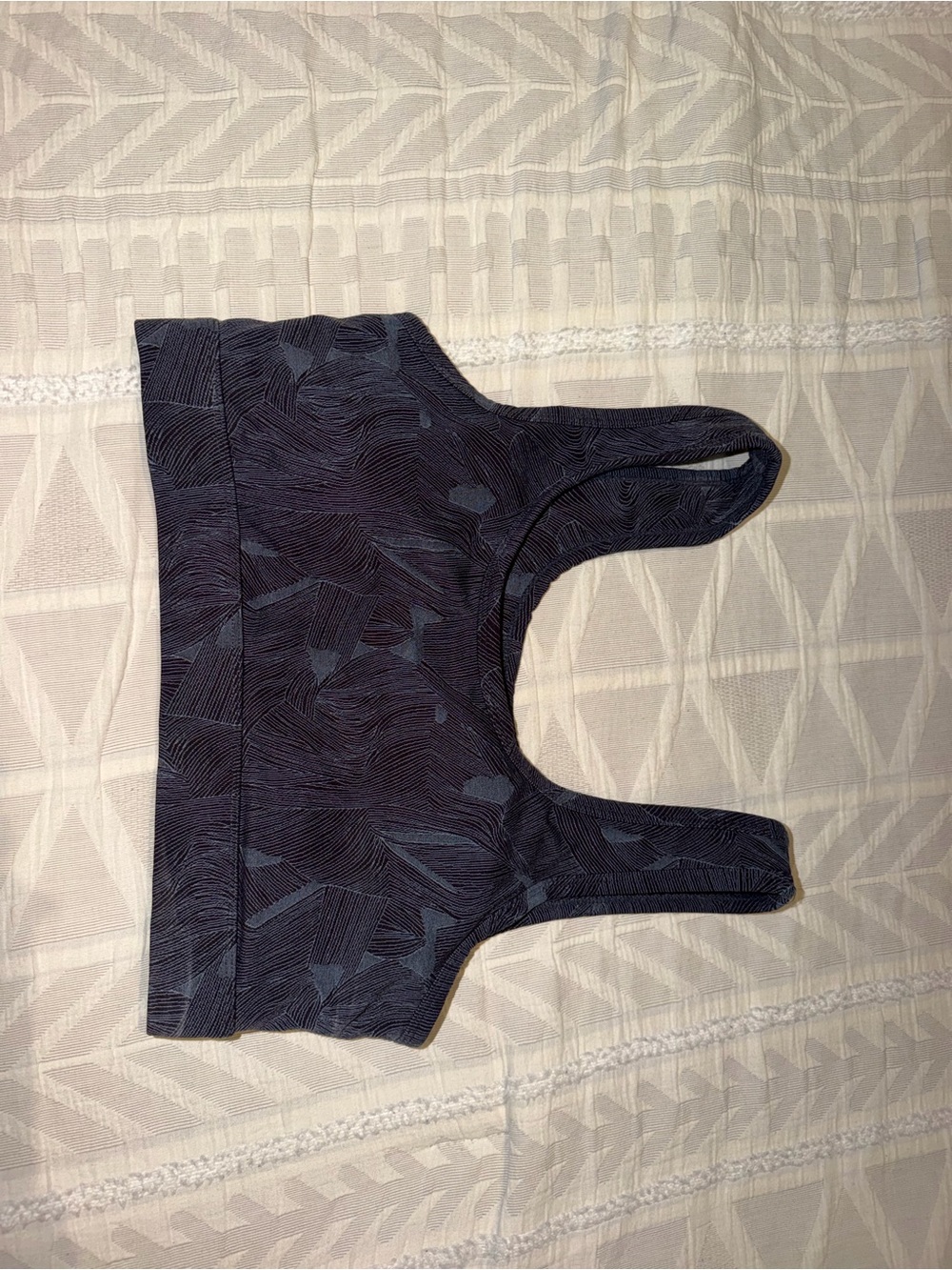 ZYIA Navy Patterned Racerback Sports Bra size Large